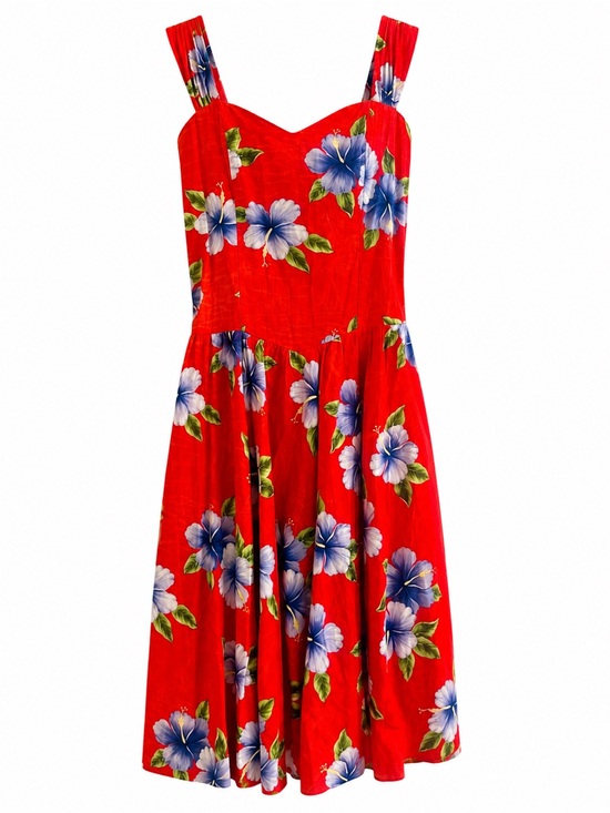 royal creations Dresses & Skirts - Royal creations made in Hawaii womens XL tropical hibiscus midi dress red cotton